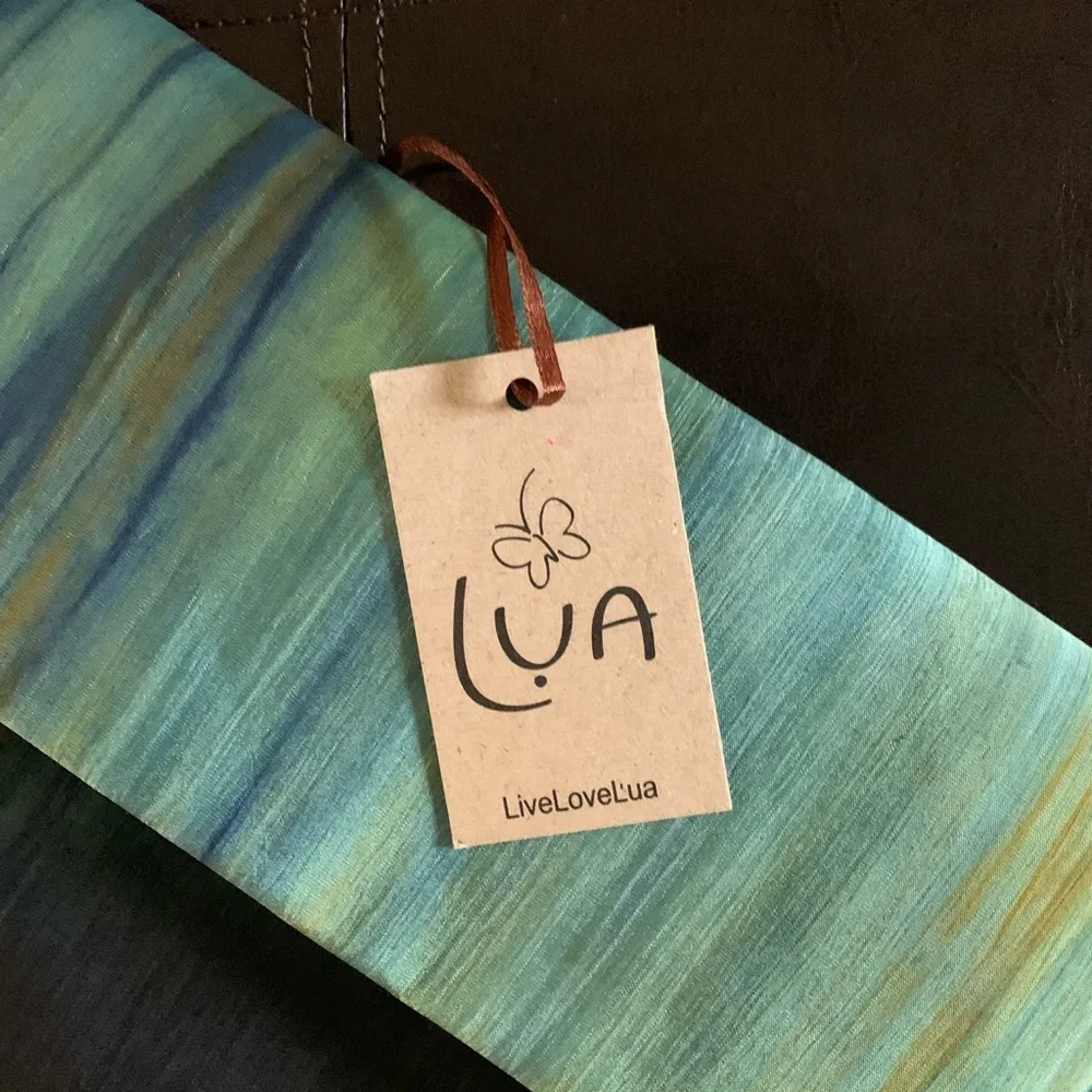 Two-Tone Blue Silk Fold-Over Clutch
